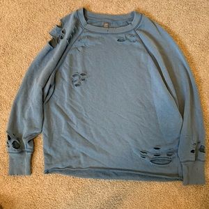 Aerie Ripped Blue Sweatshirt